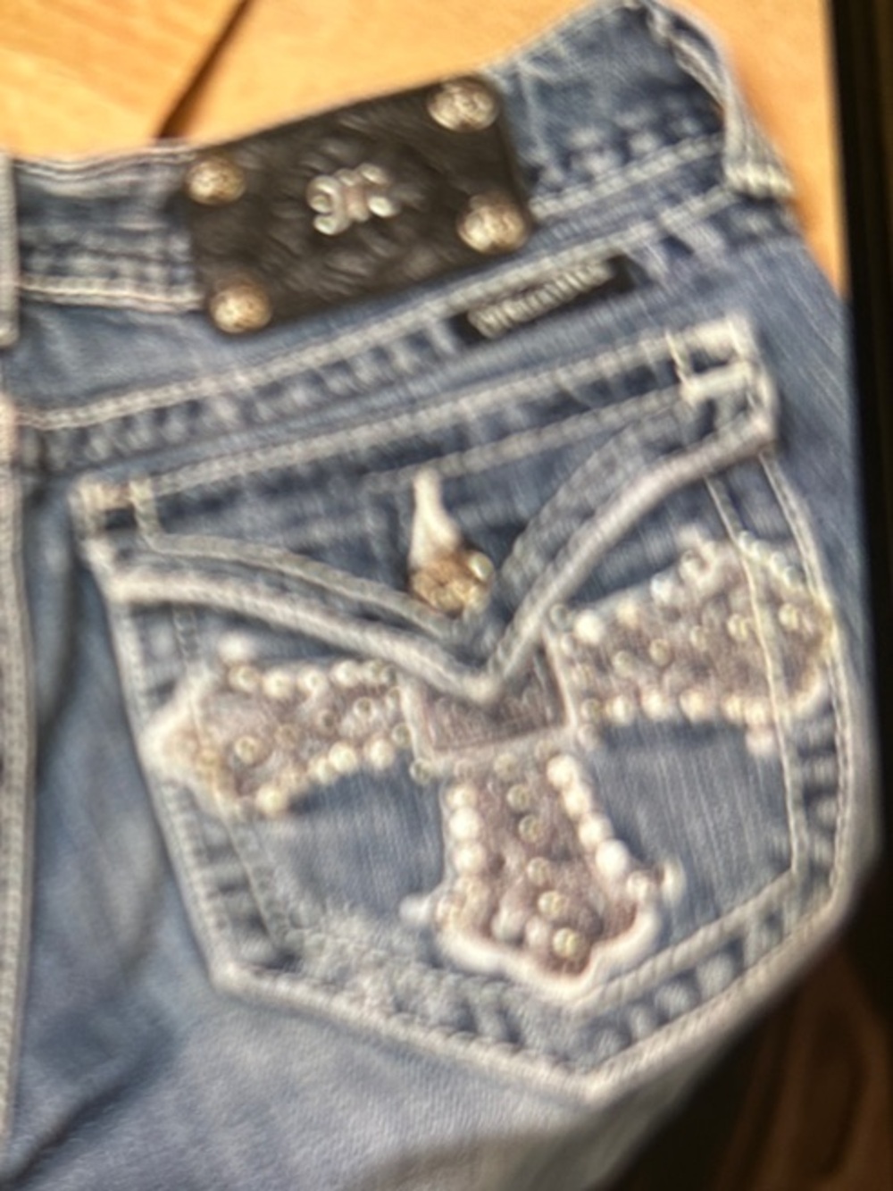 Miss Me Blue Rhinestone Cross Bootcut Jeans